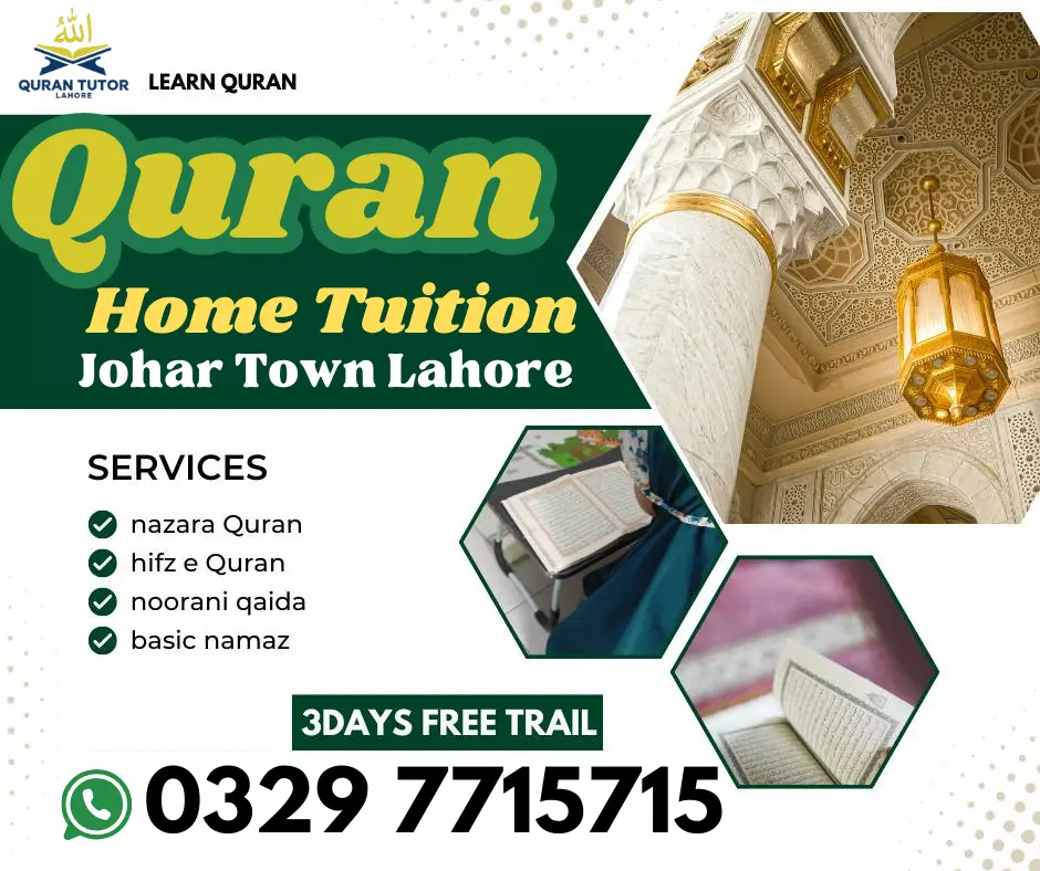Quran Home tuition Johar Town Lahore